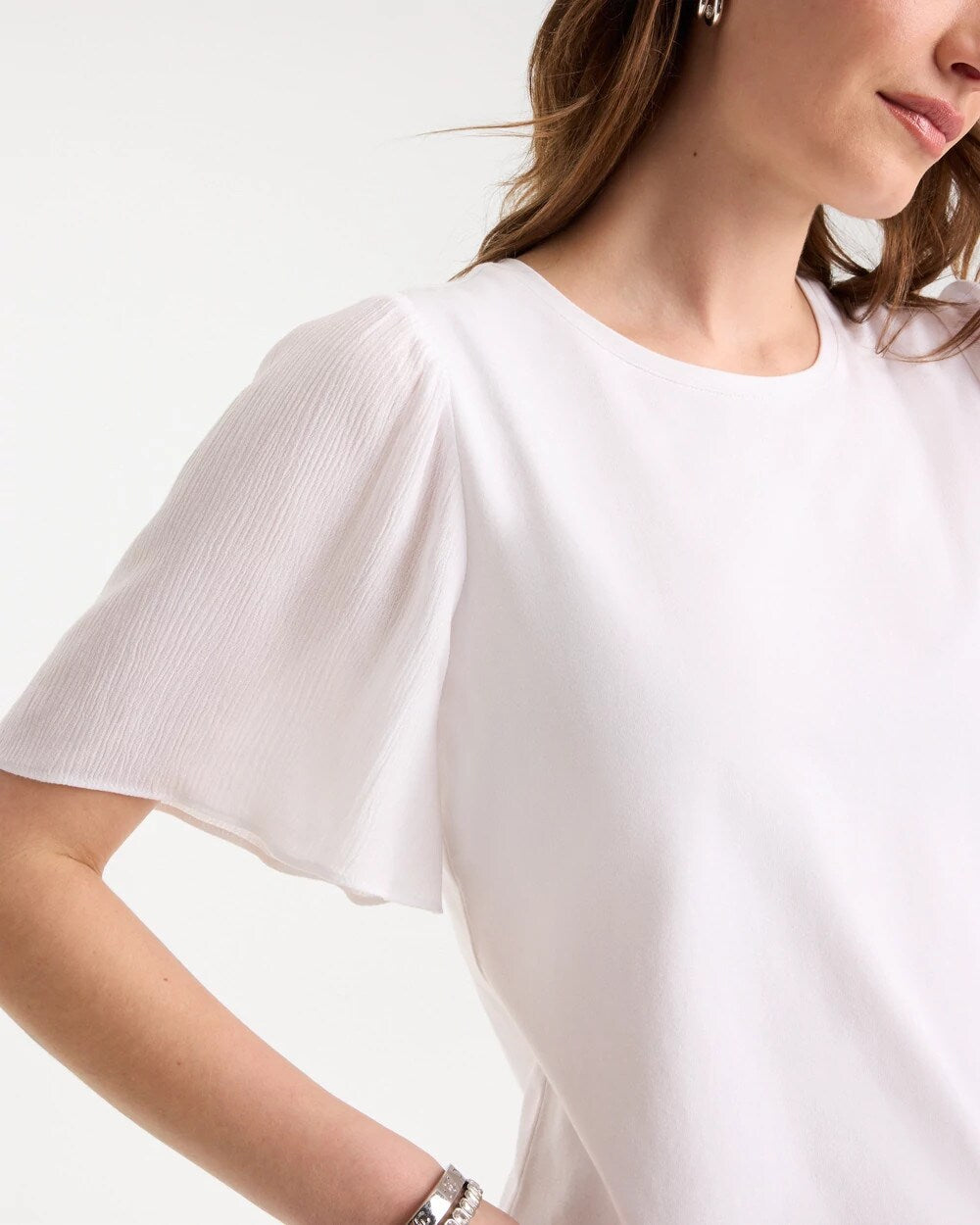 Gauze Sleeve Soft-Stretch Tee