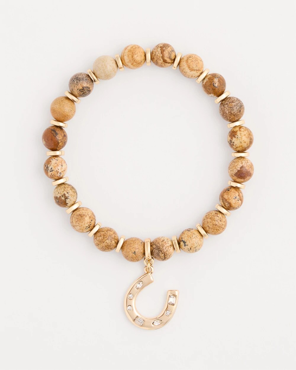 Genuine Jasper Stone Stretch Charm Bracelet