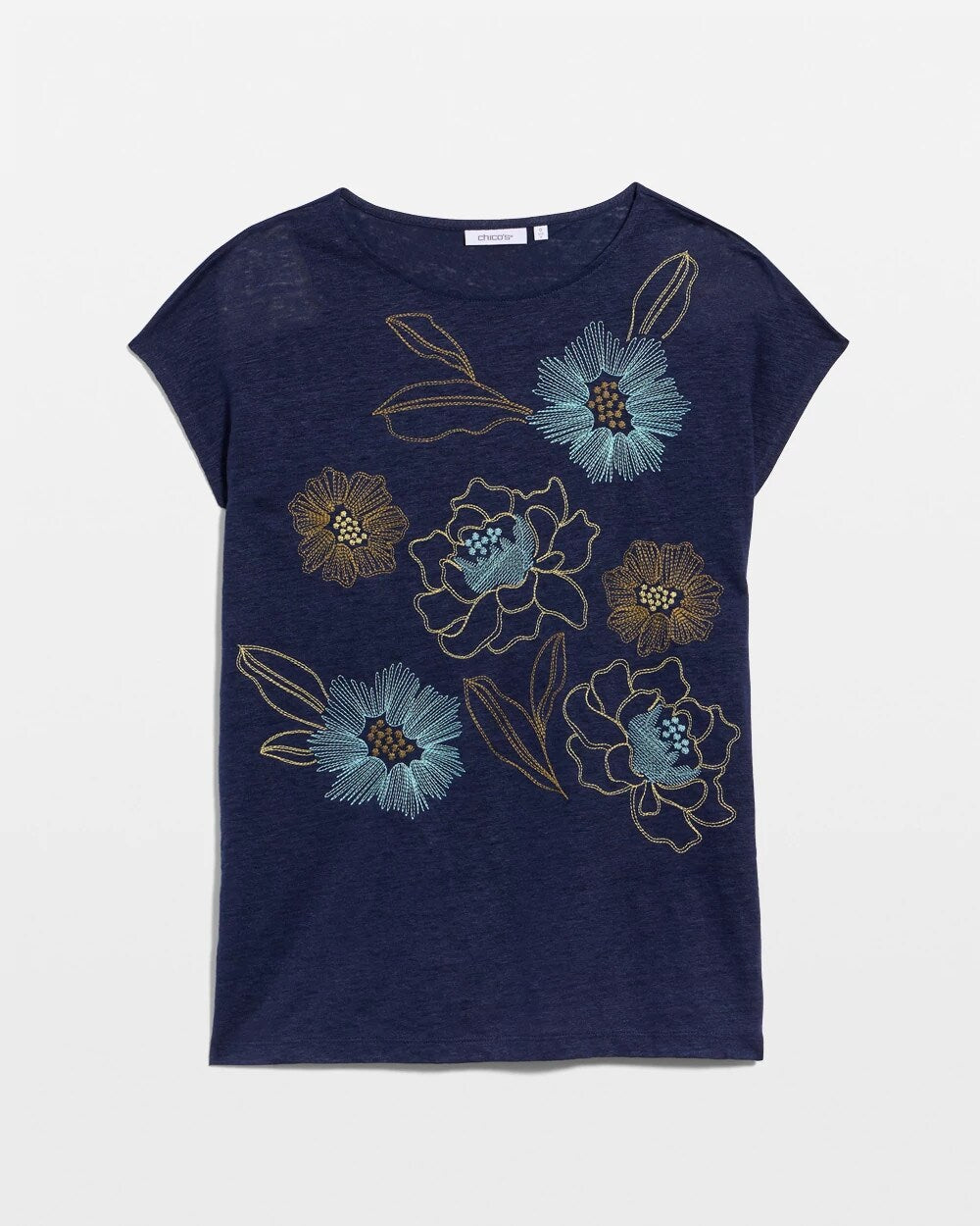 Embroidered Linen Dolman Tee