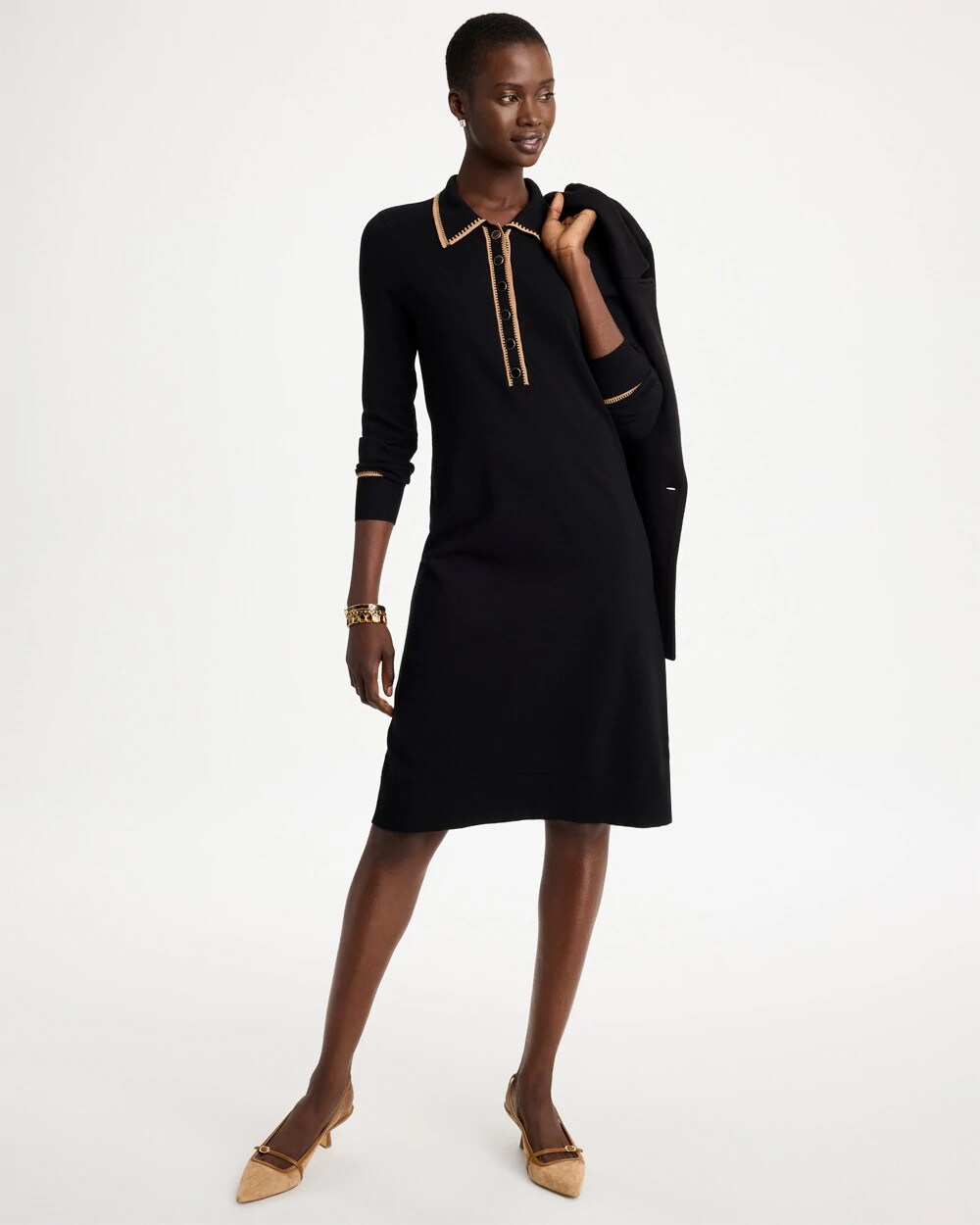 Whipstitch Knit Sweater Dress