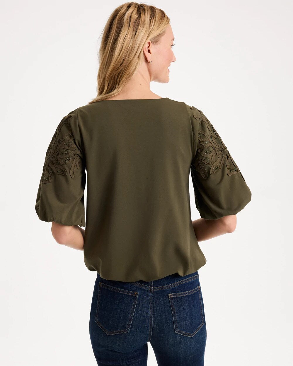 Soutache Soft-Stretch Bubble Hem Top
