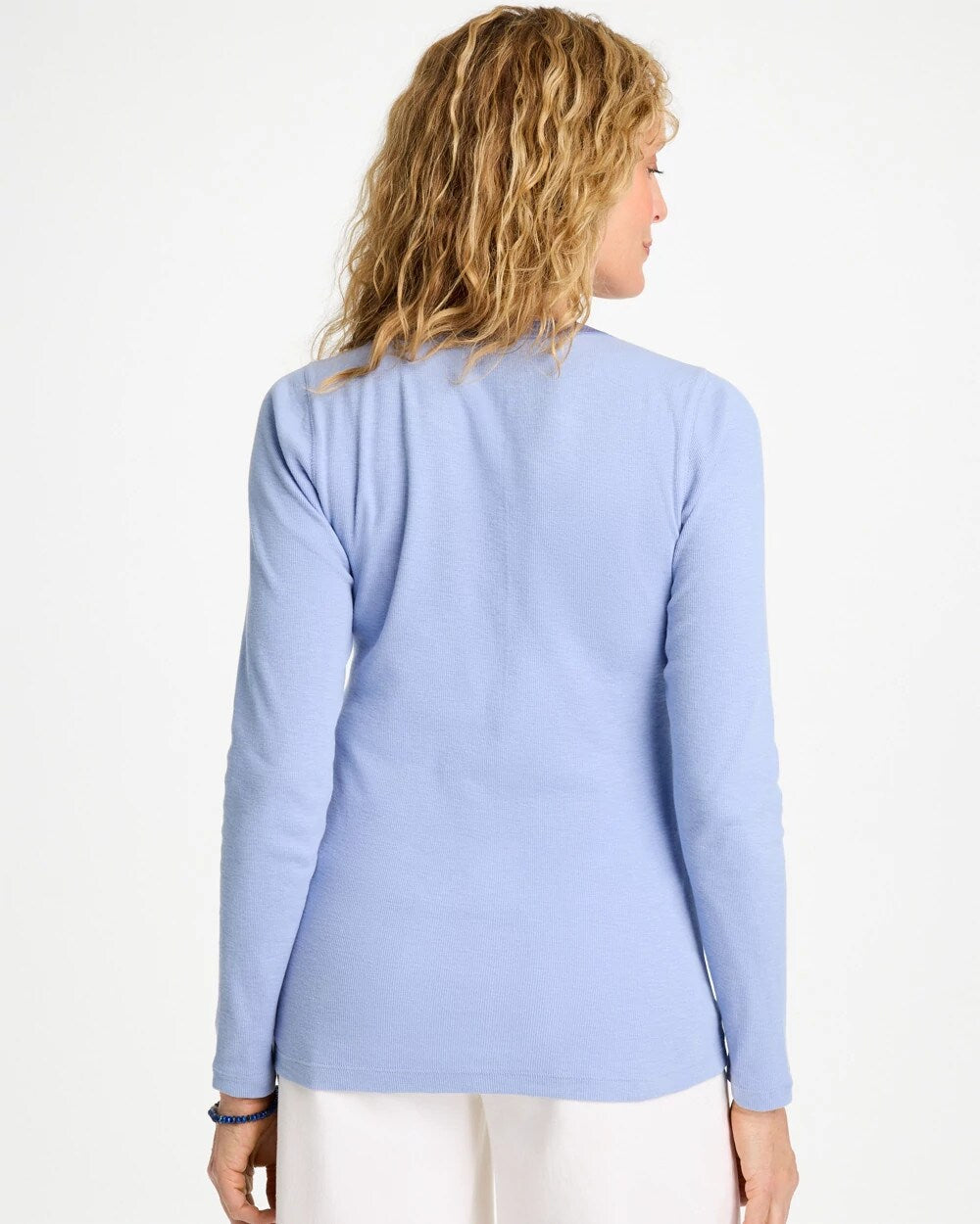 Satin Trim Ribbed Henley Tee