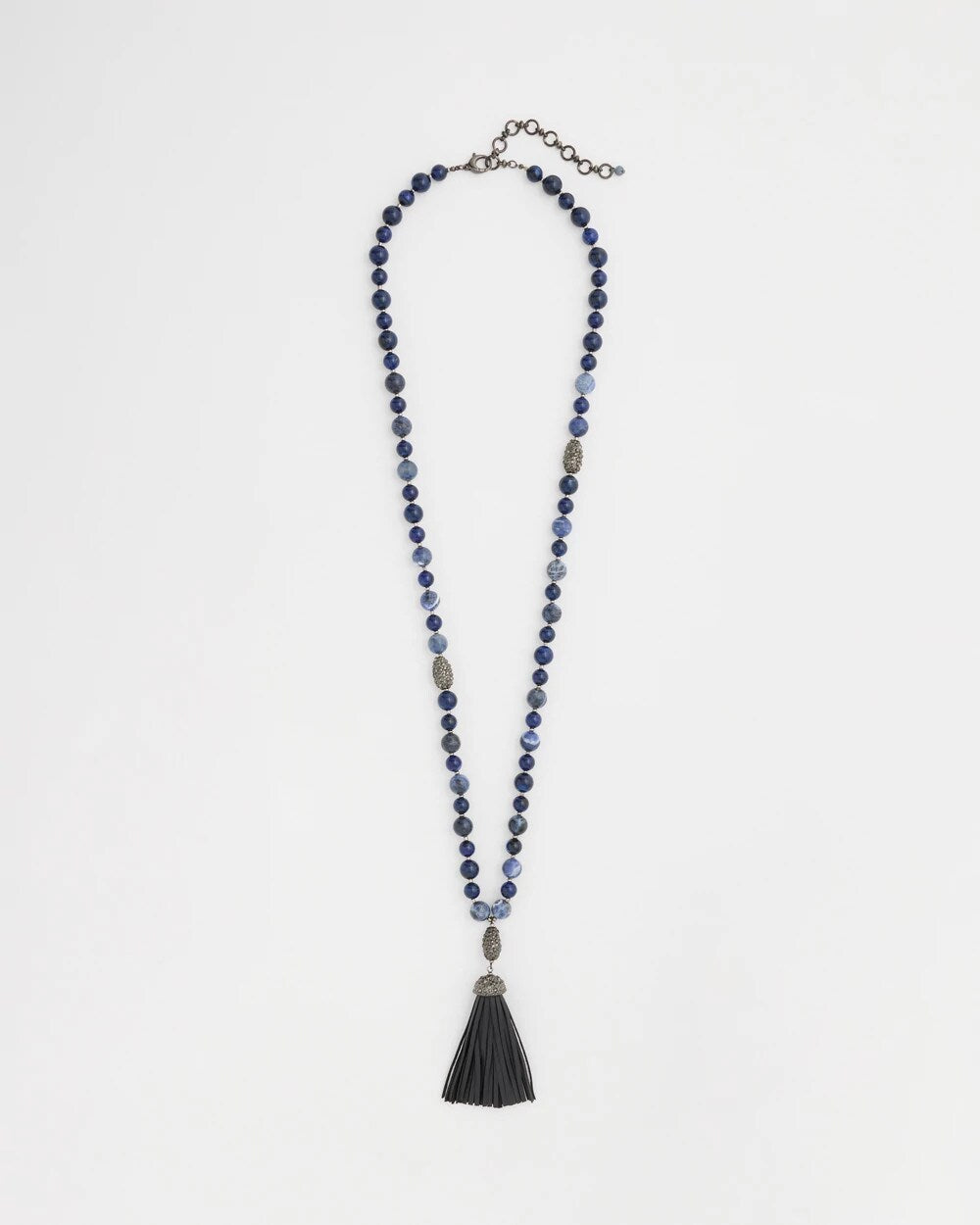 Genuine Stone Beaded Tassel Necklace