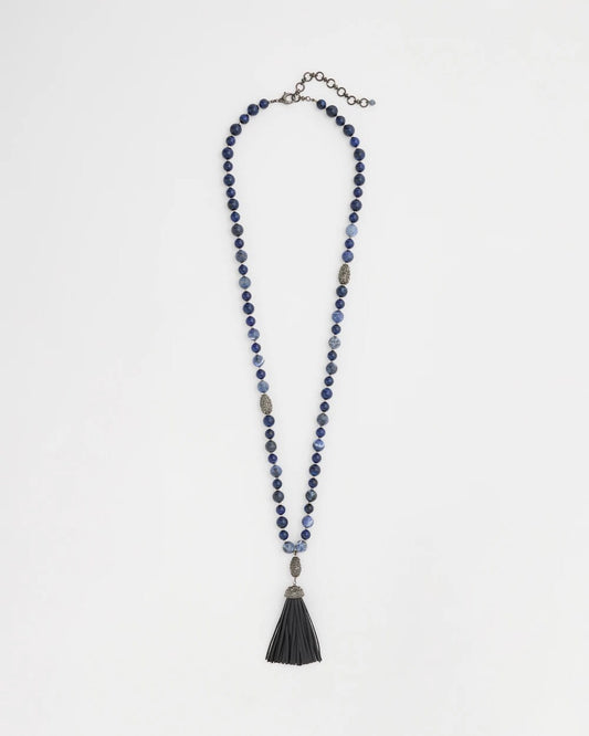 Genuine Stone Beaded Tassel Necklace