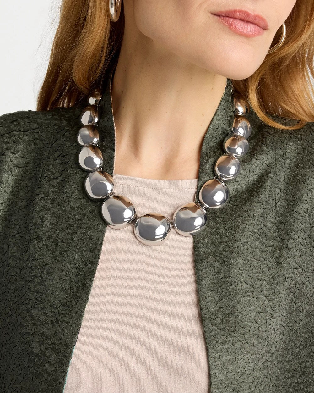 Silver Pebble Collar Necklace