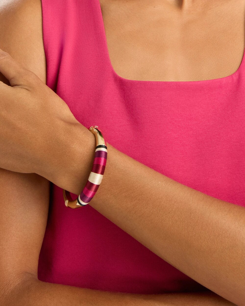Thread Wrapped Hinge Cuff Bracelet