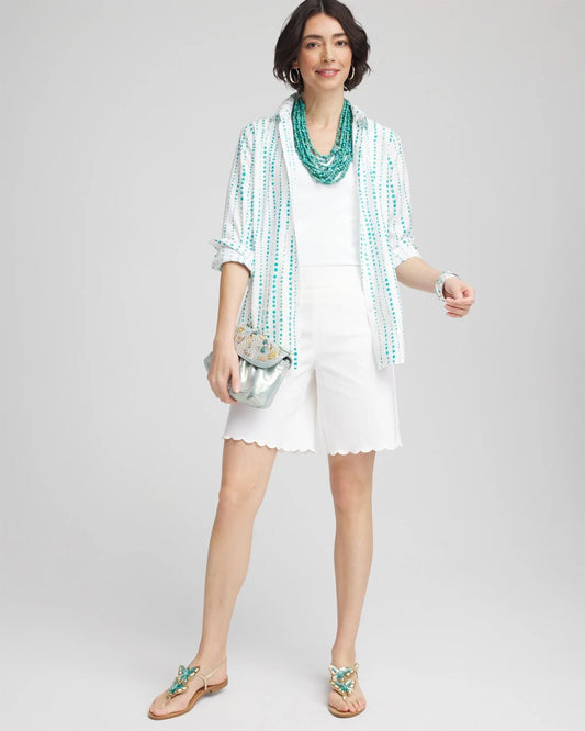 Brigitte Pull-On Scallop-Hem Shorts