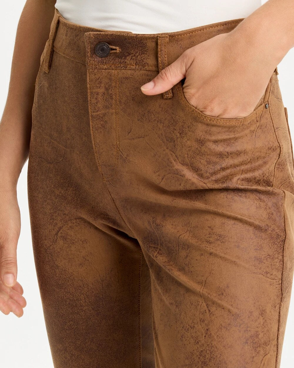 Soft Suede Knit Five-Pocket Skinny Pants