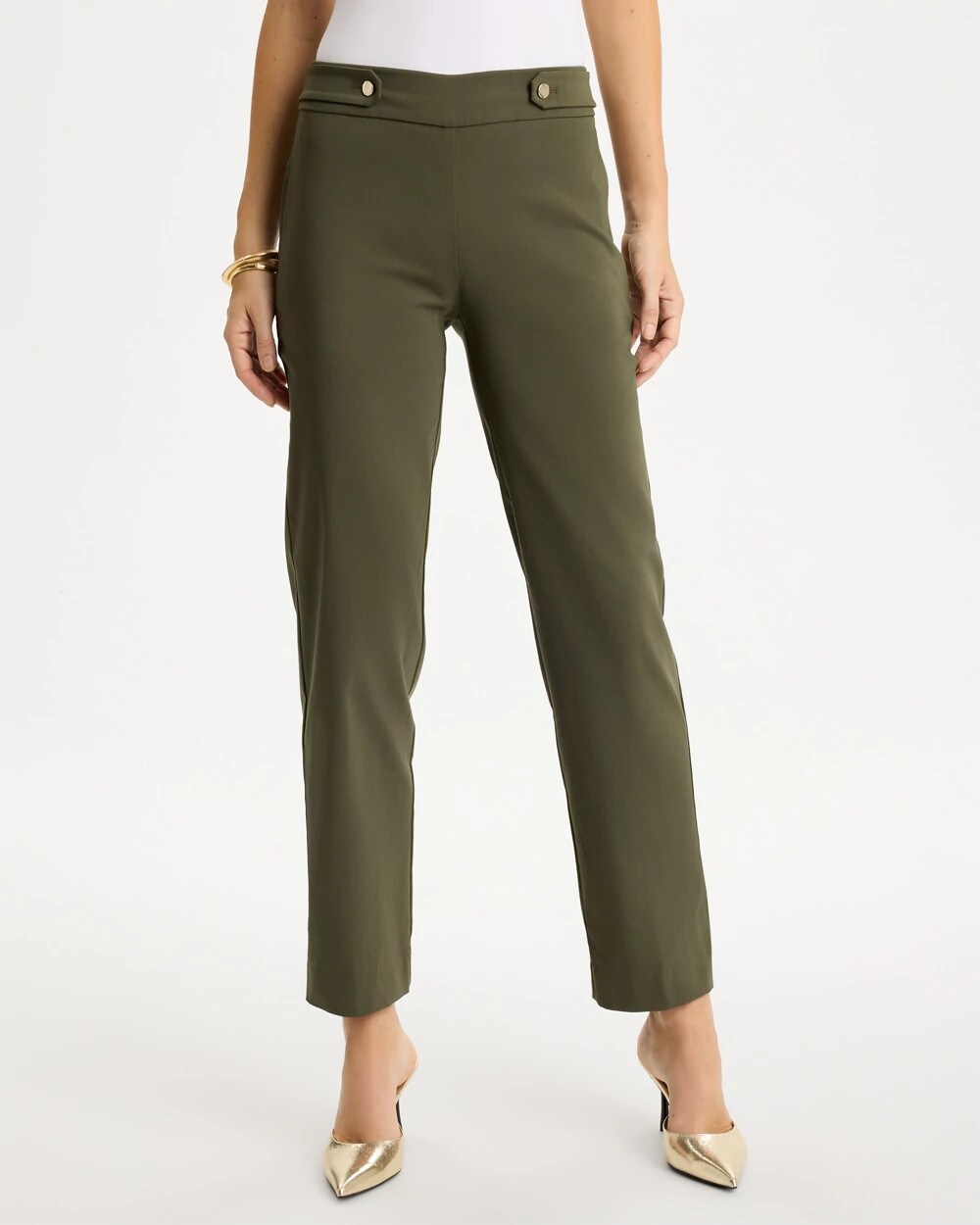 Brigitte Tab Straight Ankle Pants