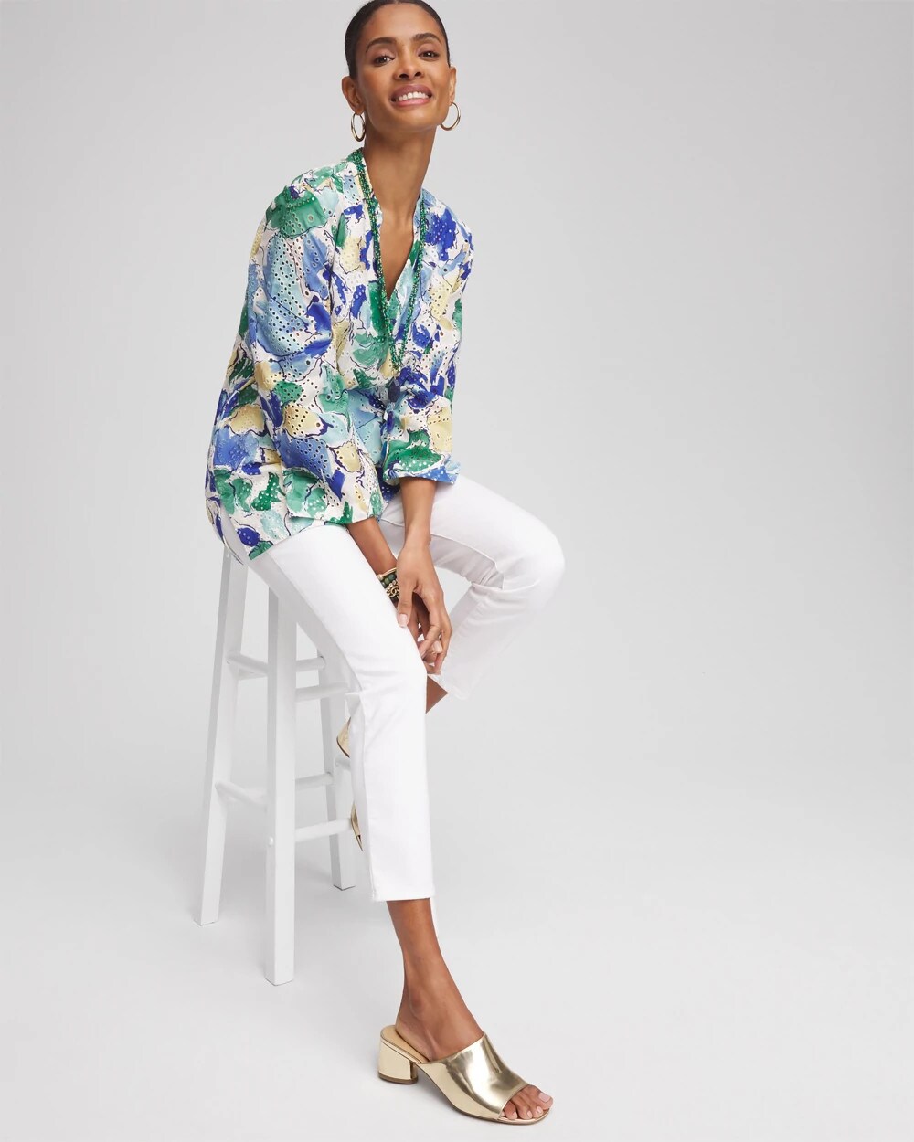 Poplin Deep V-Neck Tunic