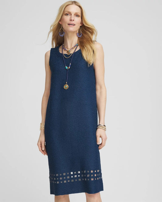 Travelers Sleeveless Crushed Cutout-Hem Dress
