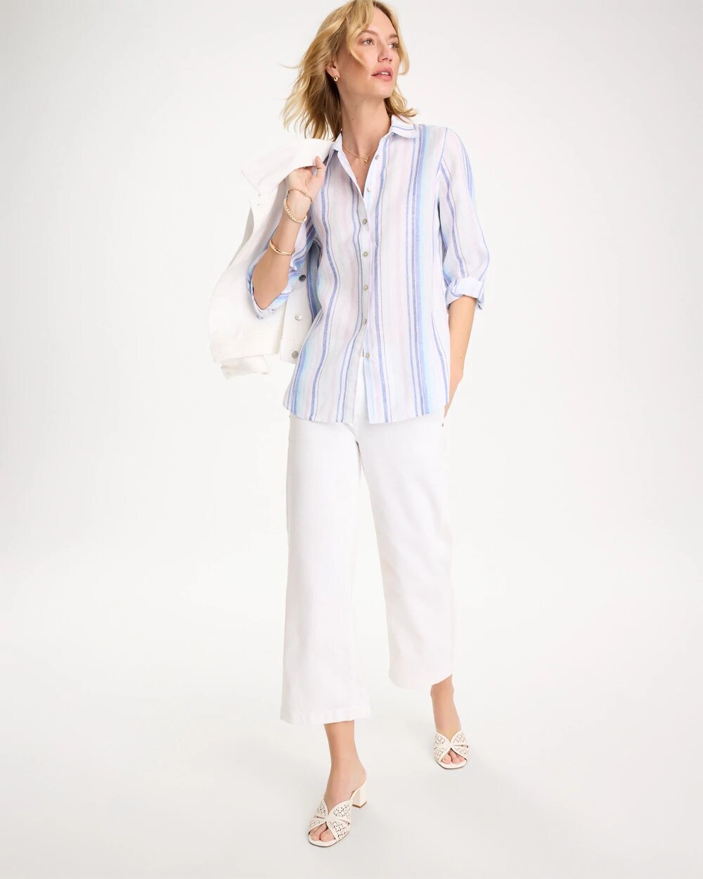 No Iron Linen Striped Shirt