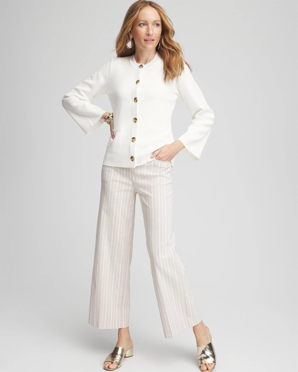 Brigitte Pinstripe Wide-Leg Pants