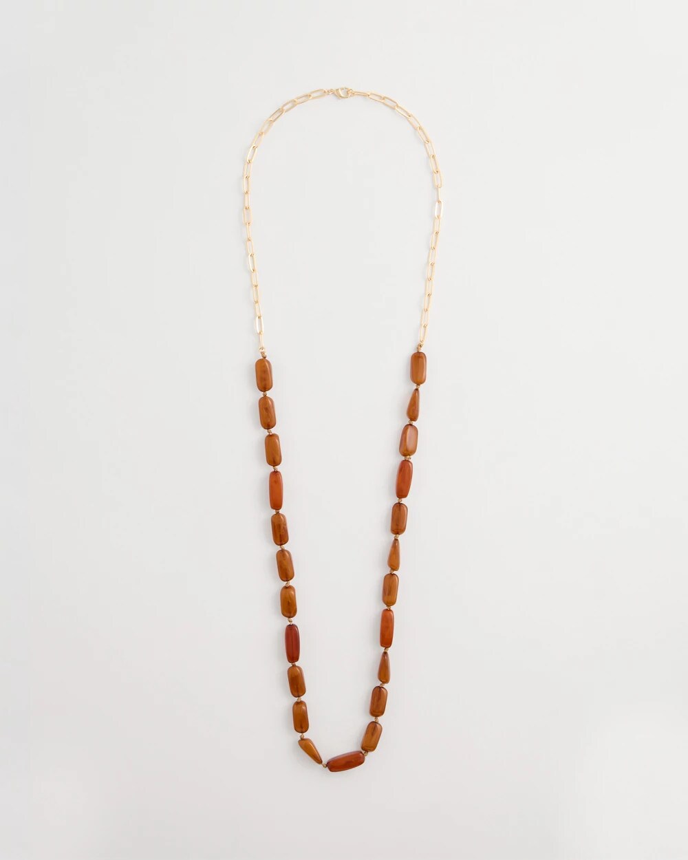 Long Neutral Orange Single-Strand Necklace