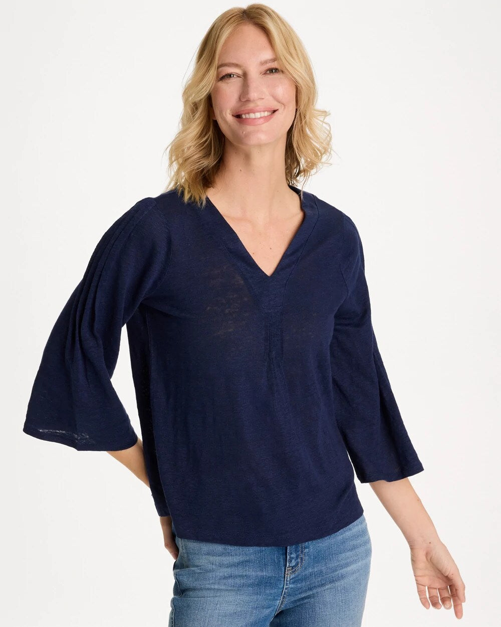 Linen Pleated Pintuck Tee