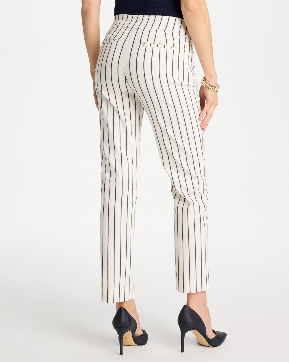 Pinstriped Brigitte Slim Ankle Pants