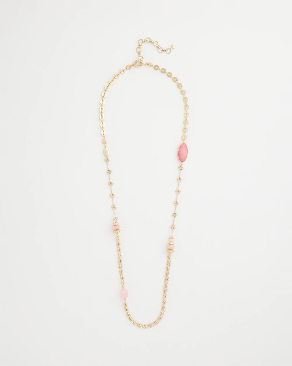 Pink Accent Long Single Strand Necklace