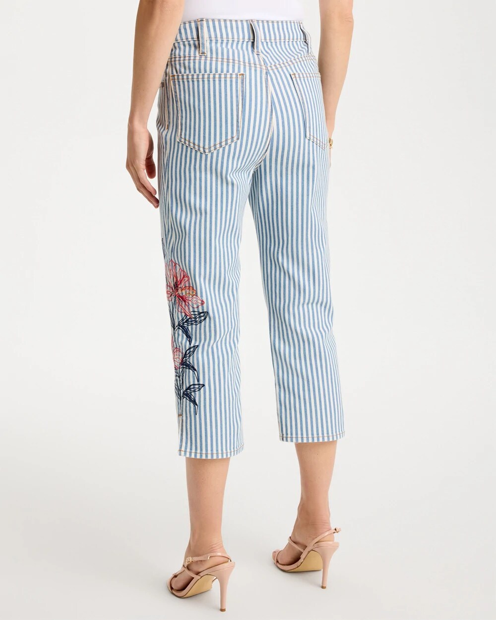 Girlfriend Slim Striped Capri Jeans