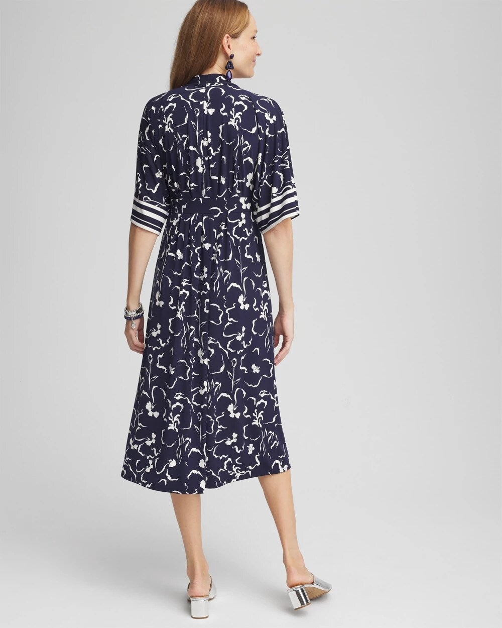 Pleated Jersey Midi Dress