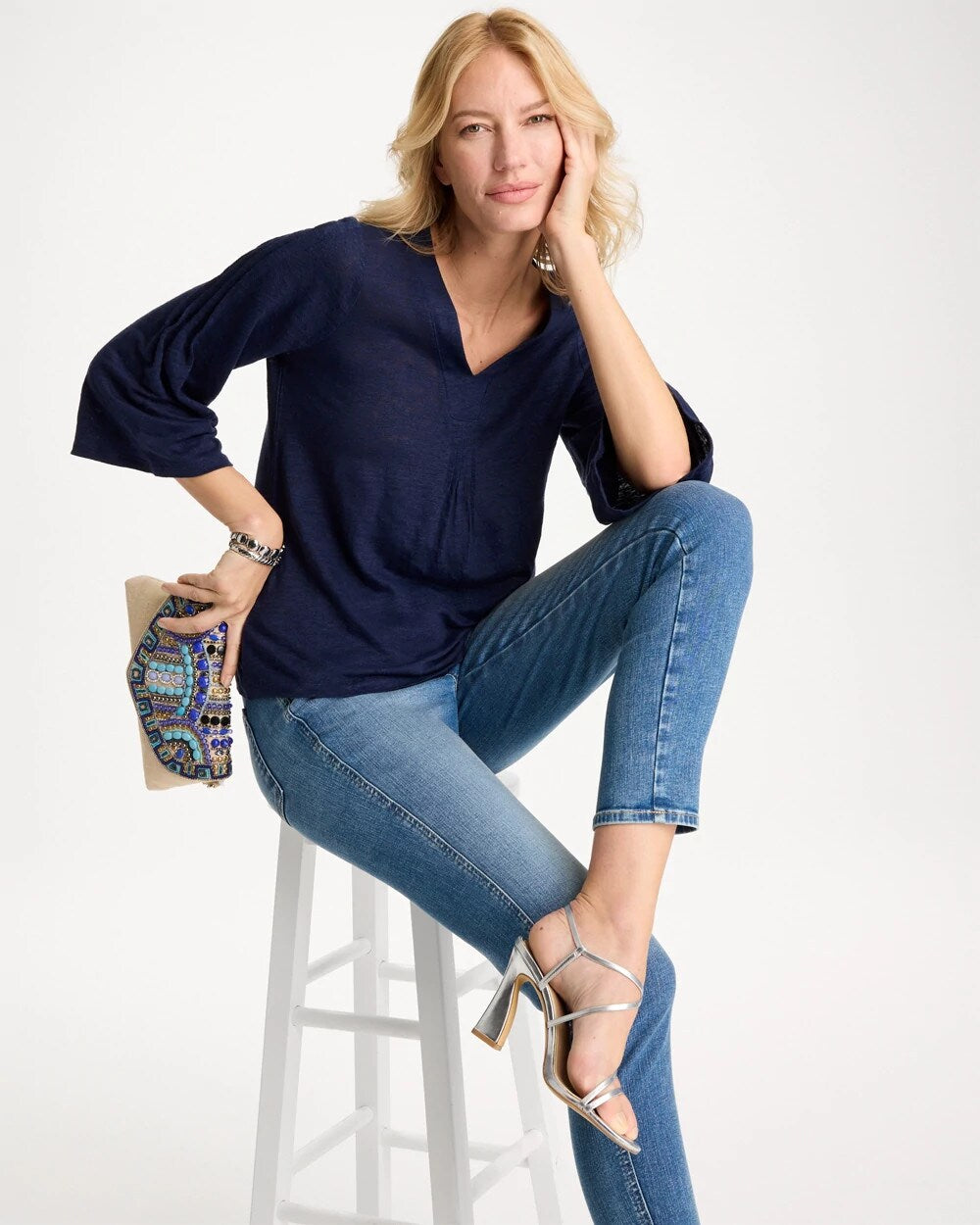 Linen Pleated Pintuck Tee