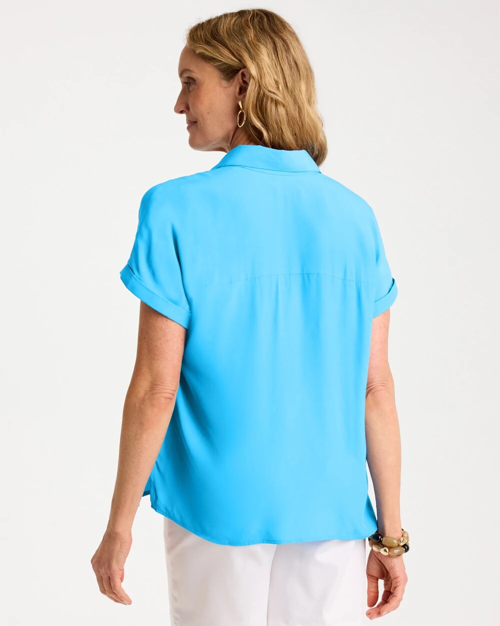 Faux Silk Collared Top