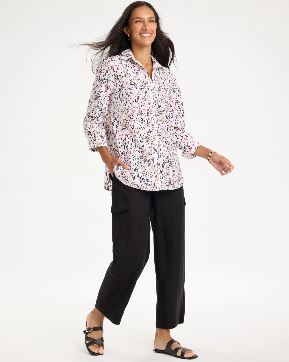 No Iron Stretch Pompeii Sway Print Shirt