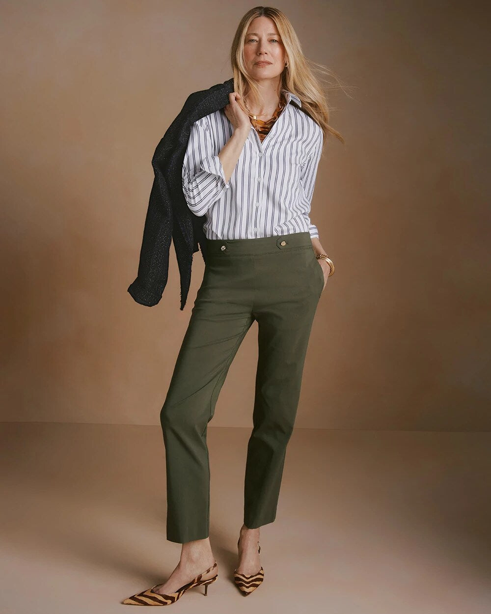 Brigitte Tab Straight Ankle Pants