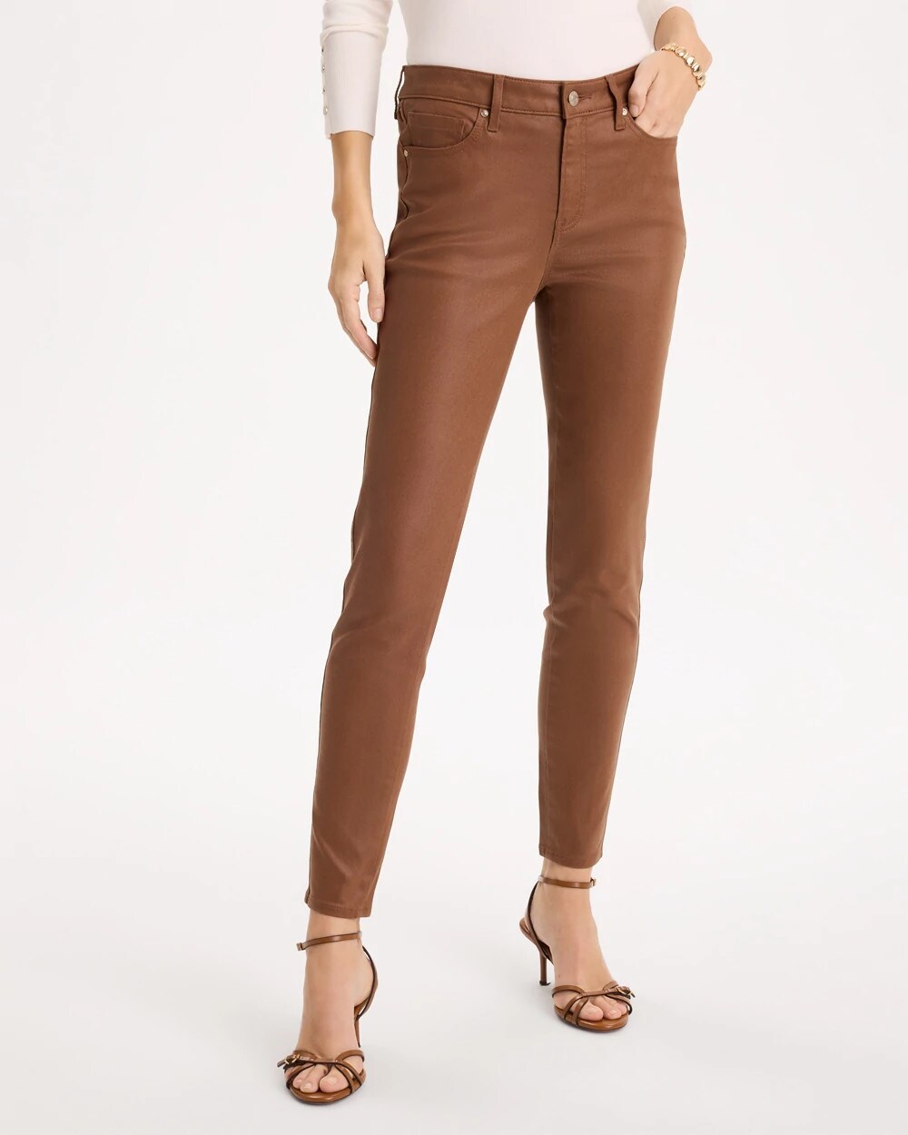 Coated Skinny Ankle Jeans