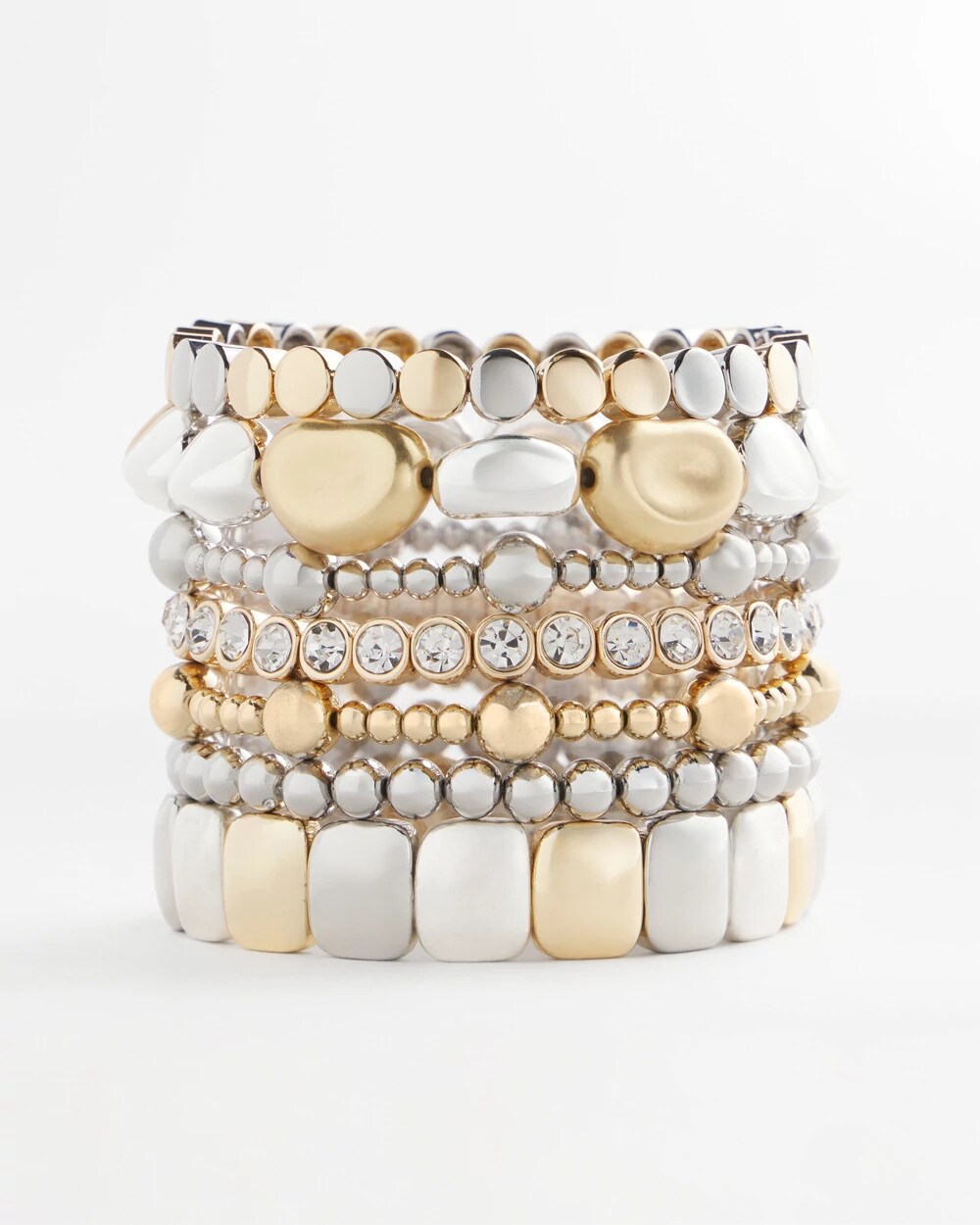 Silver & Gold Tone Round Stretch Bracelet
