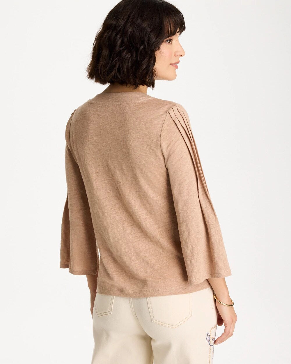Linen Pleated Pintuck Tee