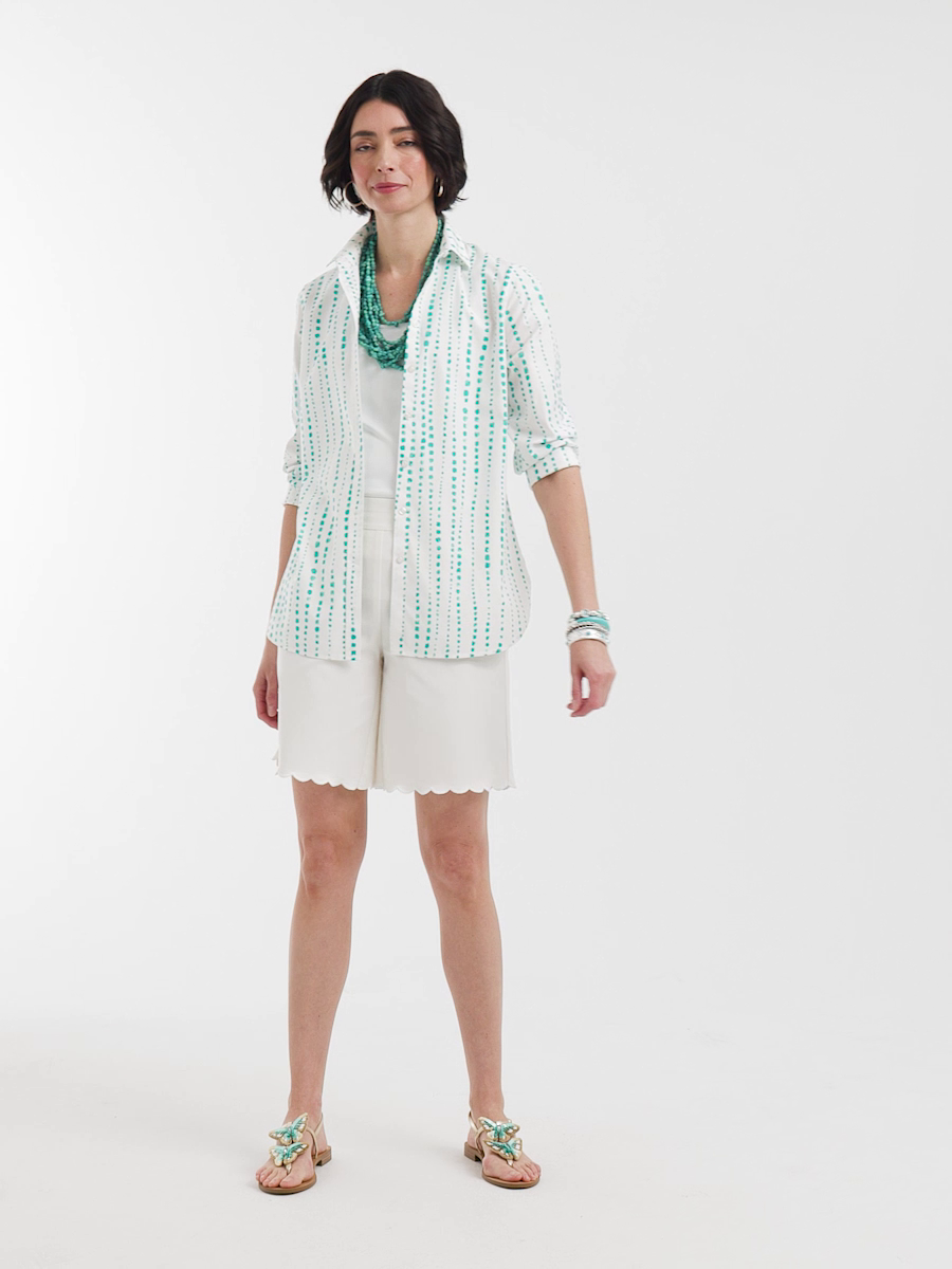 Brigitte Pull-On Scallop-Hem Shorts