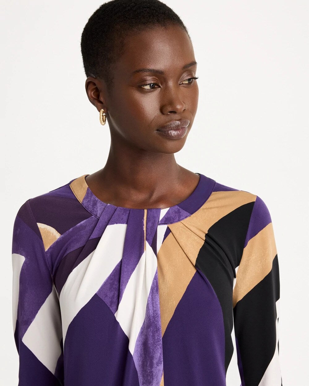 Travelers Knit Printed Twist-Front Dress