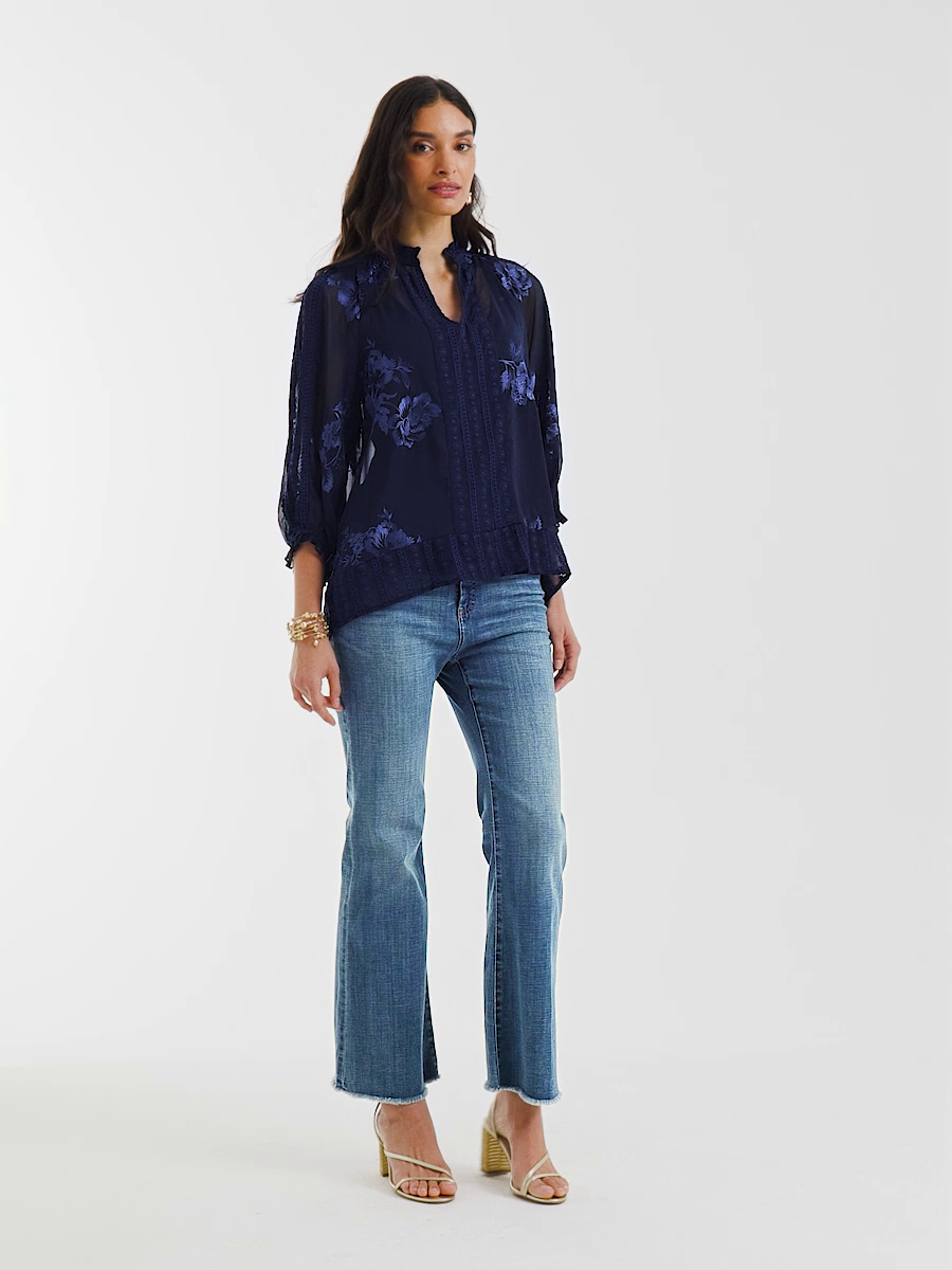 Embellished Splitneck Blouse