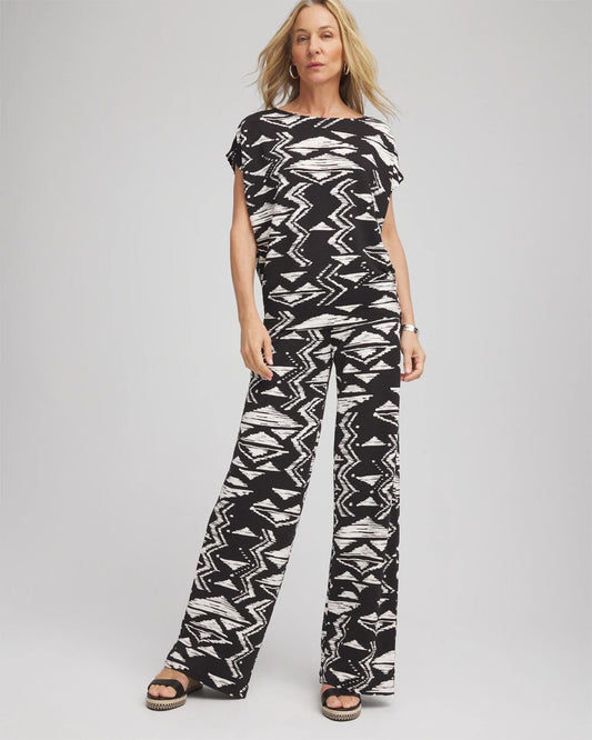 Travelers Crinkled Knit Wide-Leg Pants