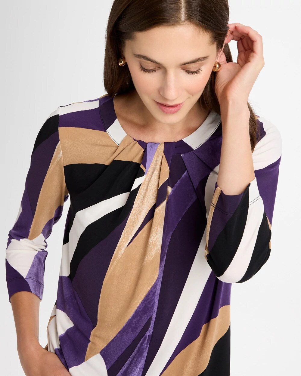 Travelers Knit Printed Twist-Front Top