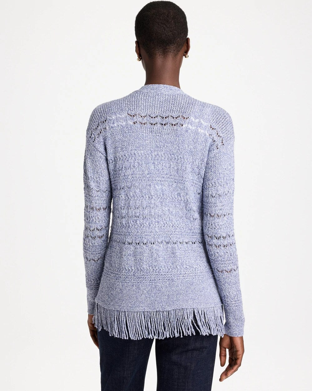 Fringed Long-Sleeve Cardigan
