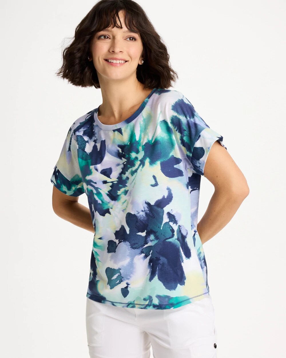Zenergy Floral Drop Shoulder Tee