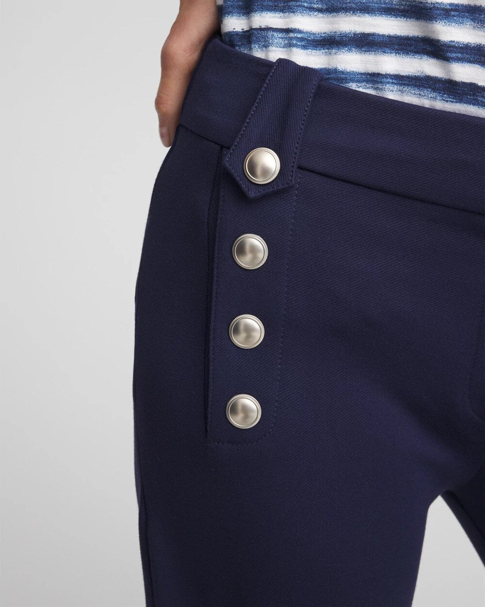 Button Knit Twill Cropped Pants