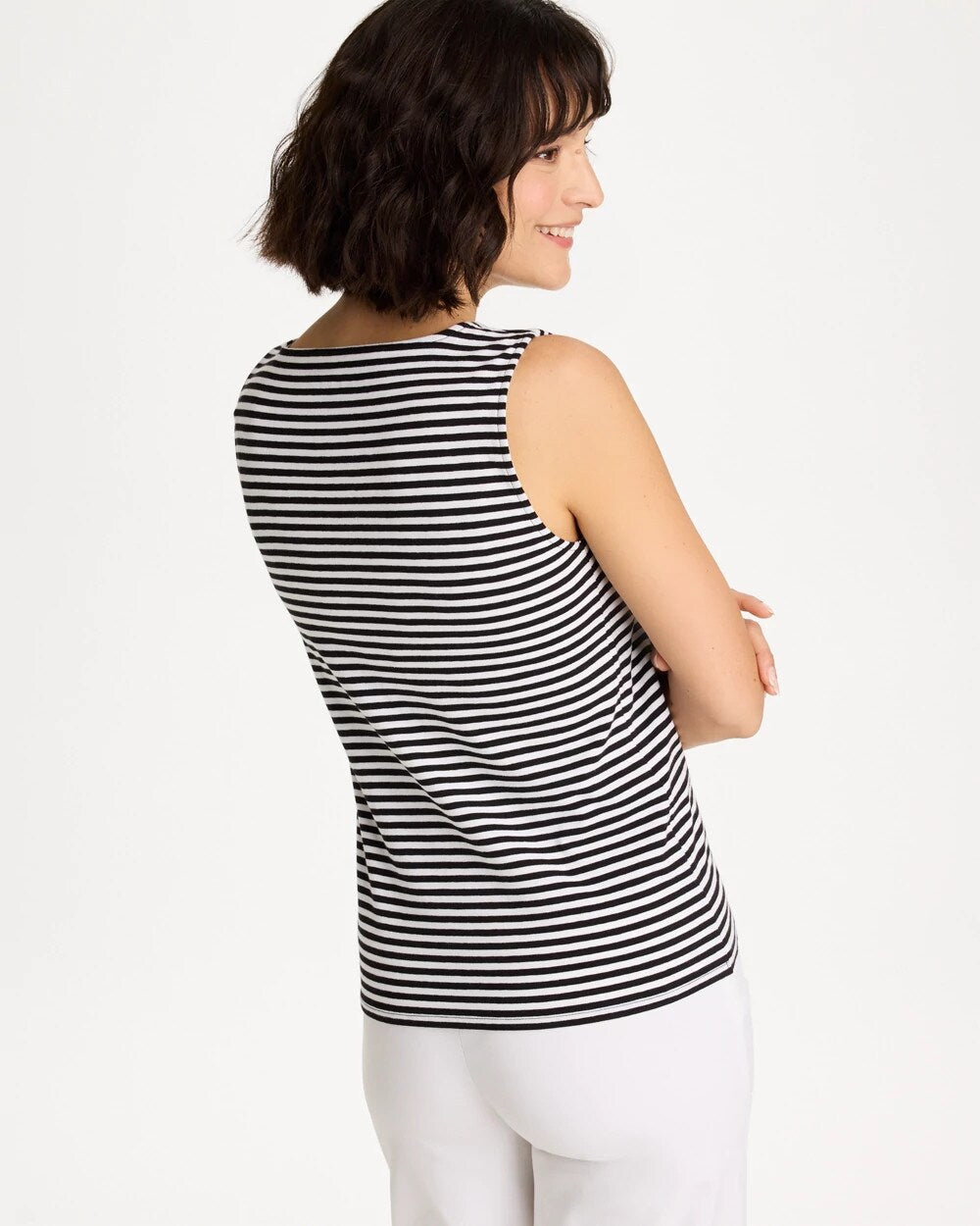 Striped Contour Cotton Square Neck Tank