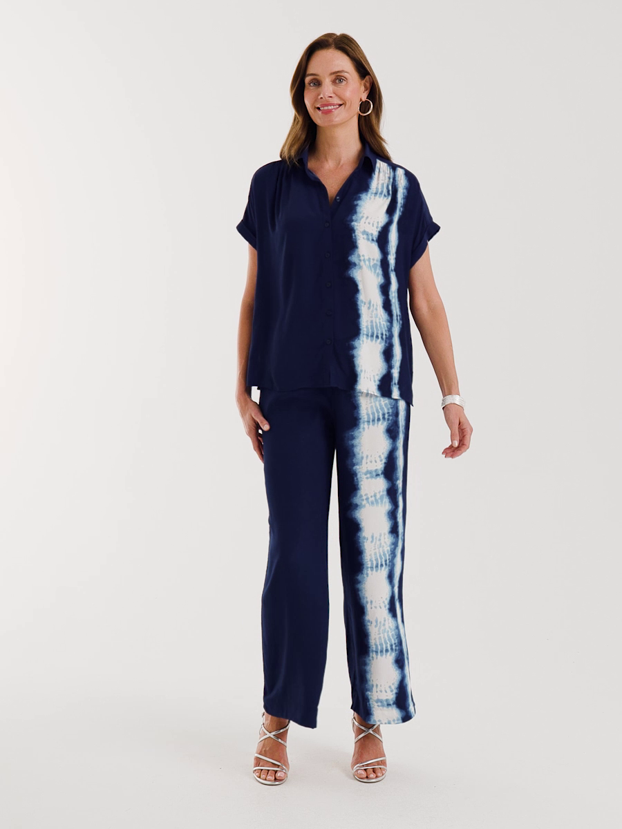 Faux Silk Tie-Dye Palazzo Pants