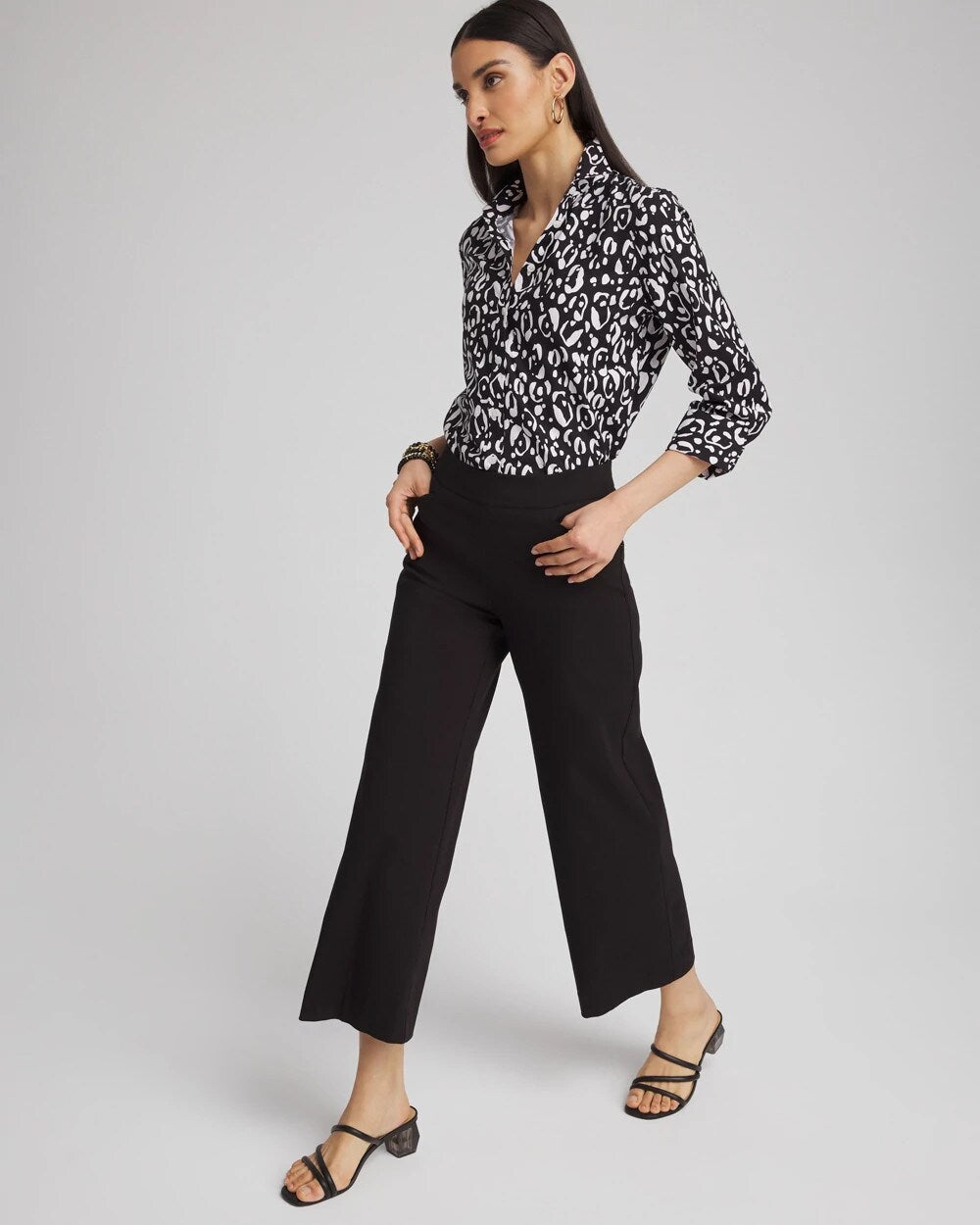 Brigitte Pull-On Wide Leg Cropped Pants