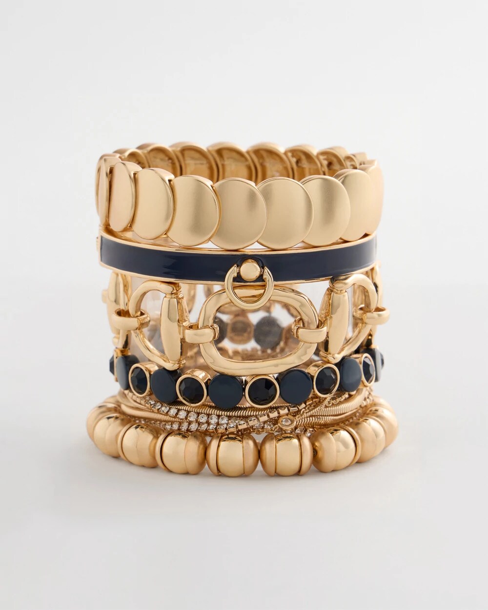 Navy Enamel Stretch Bracelet