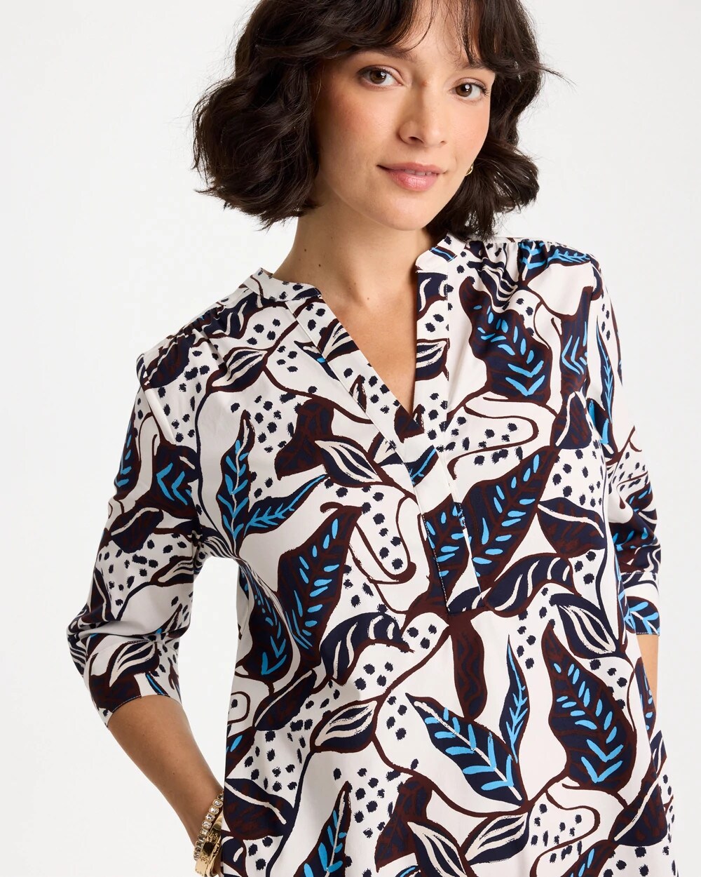 Poplin Cotton Popover Printed Dress