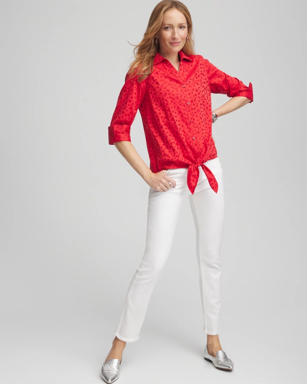 No Iron Valentine's Day Tie-Front Top