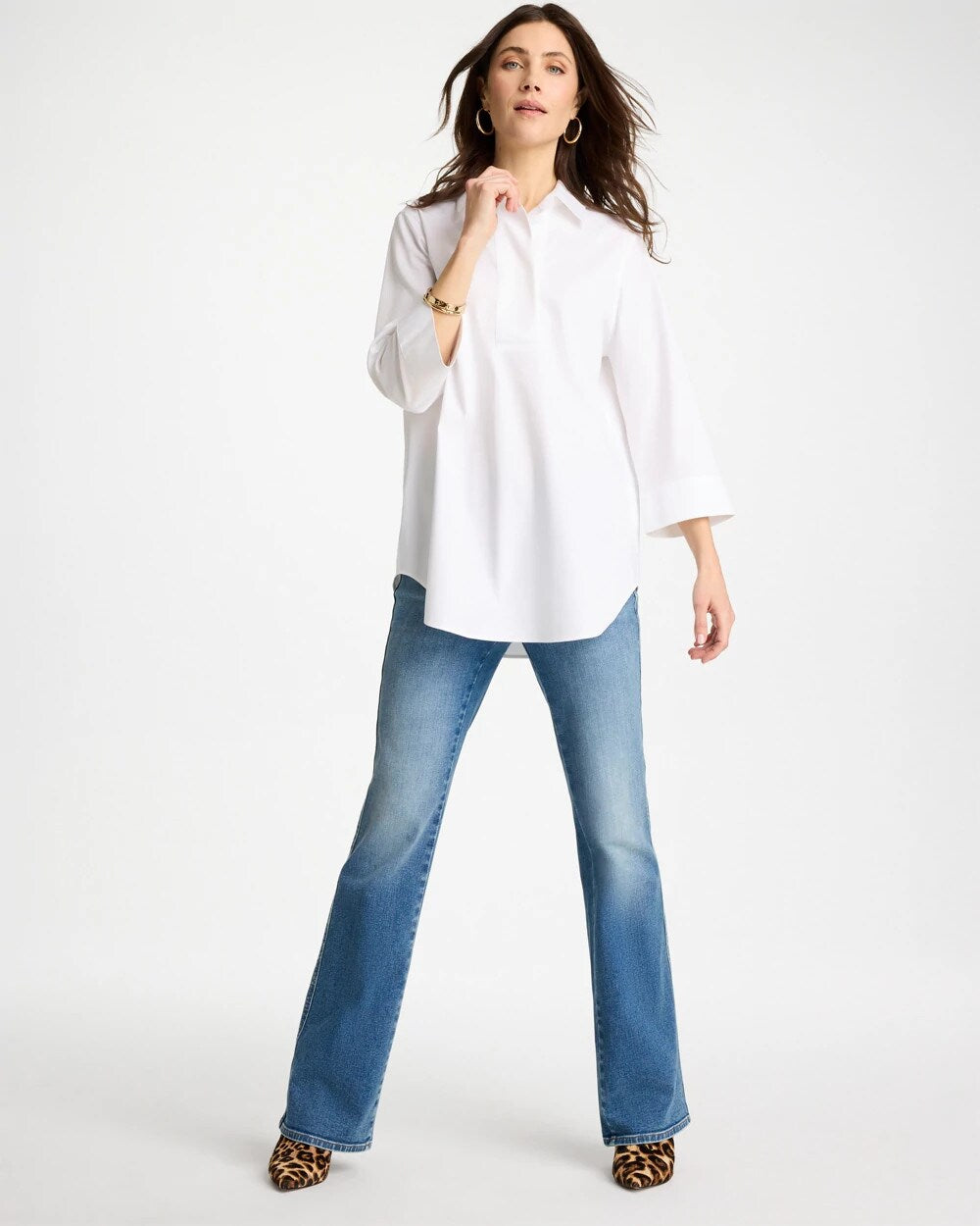 No Iron Stretch Popover Tunic