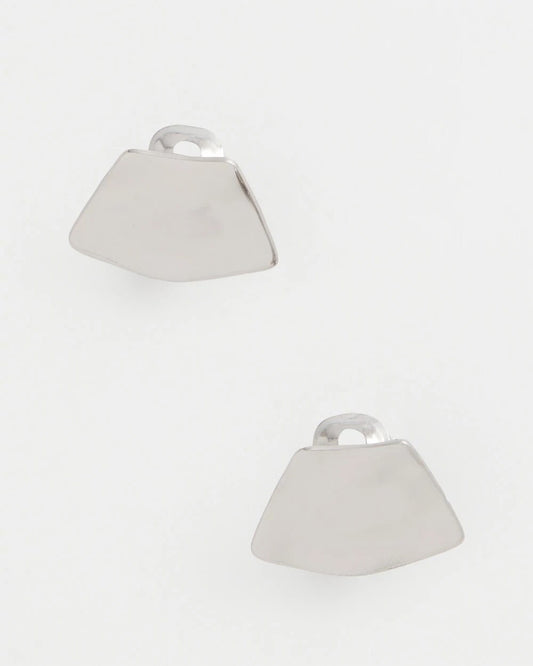 Silver Fan Clip On Earrings
