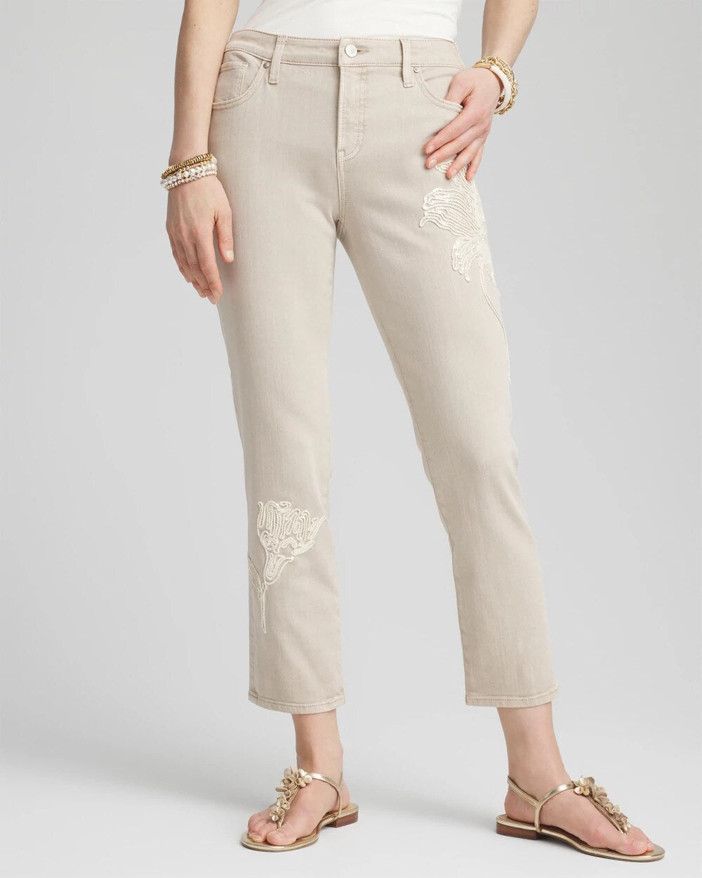 So Slimming Sequin Girlfriend Cropped Jeans