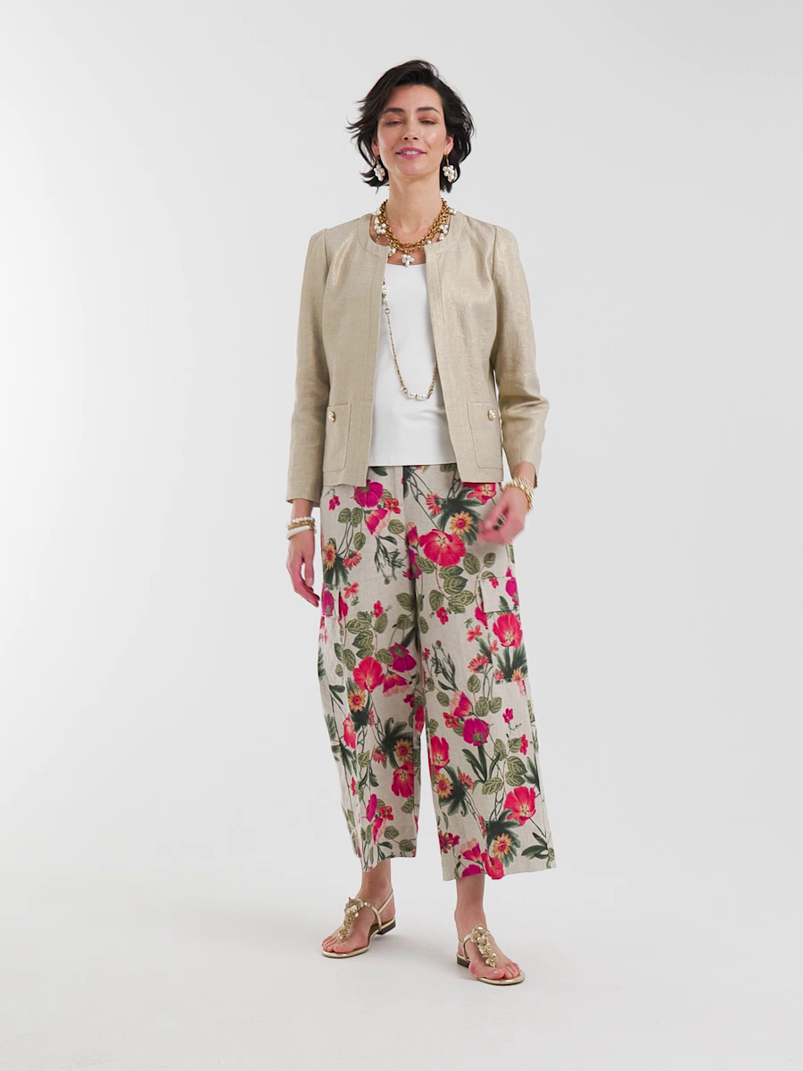 Collarless Linen Blazer