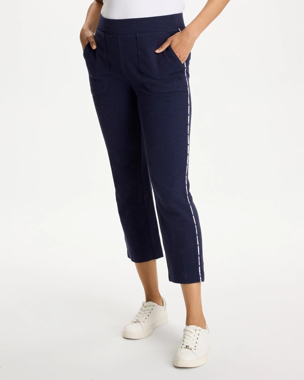 Zenergy Cotton Terry Striped Crop Pants