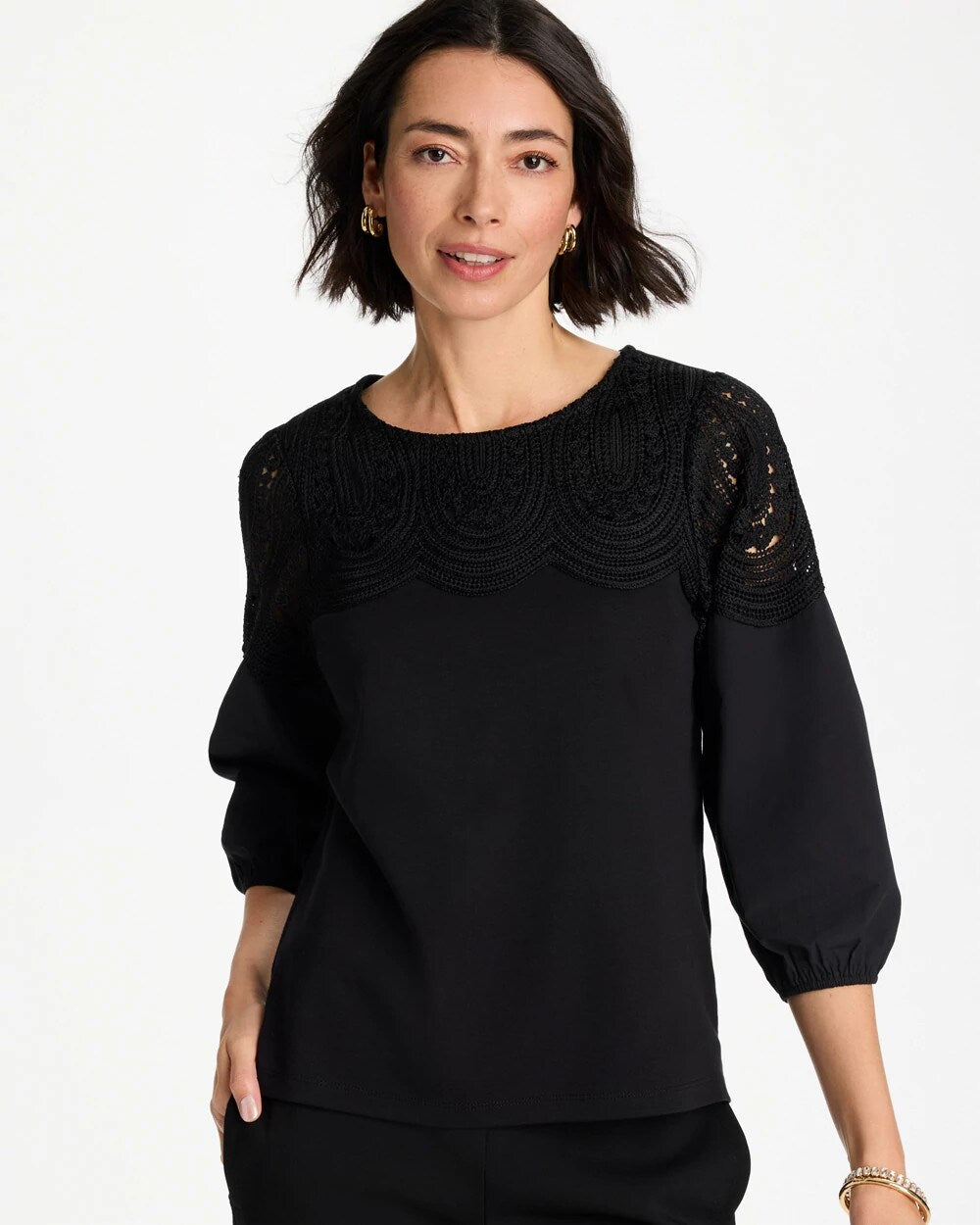Lace Crochet Sleeve Tee